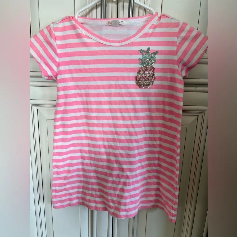 Girls' T-shirt dress with sequin pineapple Sz 4